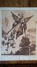 1806 / 1820 JAMES GILLRAY ANTIQUE SATIRE ETCHING - LE DIABLE-BOITEUX / DEVIL
