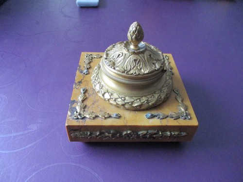 Ancien encrier bronze doré - doré, et