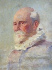 BRIGHT PAINT IMPRESSITE-XIXe-WHITE PORTRAIT OF MAN - RESTORE...