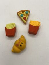 Four Puzzle Erasers 2 French Fries ,slice Of Pizza And A Croissant Pre Owned 