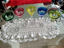 5 DOUBLE CRYSTAL WINE GLASSES