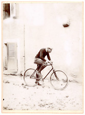 Monsieur riding bicycles (cycling) citrate print 24.5x18 circa 1900  