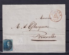 [LM77198] Belgium Cover N°2A P4 Anvers to Bruxelles 10/05/1850 UNG