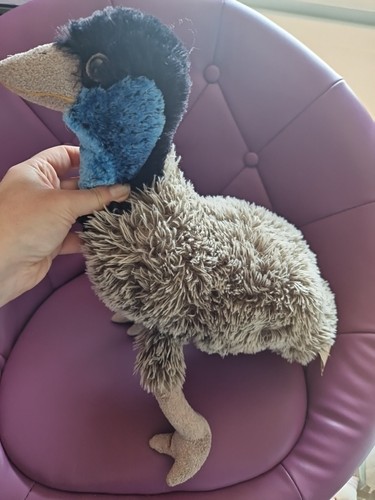 Peluche autruche beige bleu - autruche,