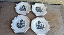 VILLEROY & BOCH 4 ASSIETTES HEXAGONALES METTLACH 4 SAISONS PAR HENRI MOUXIN 1827