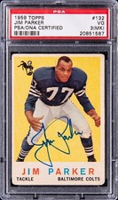 Jim Parker "Colts 2* NFL Champ" 1959 Topps Signed Rookie Card Auto HOF (RC) PSA