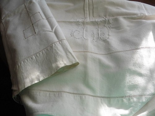 Ancien drap retours lin - retours, x