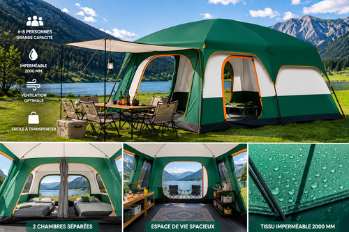 Tente camping famille 8 - famille, 6-8