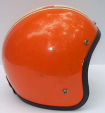 VINTAGE ORANGE STRIPE MOTORCYCLE HELMET SIZE MEDIUM 1975 BELL?