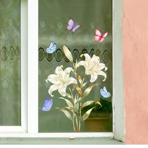 Stickers fenêtre floral pvc - fenêtre,