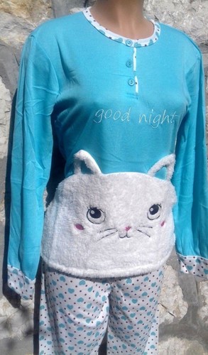 Pyjama femme molletonne - molletonne, bleu