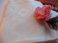 ANCIENNE NAPPE DAMASSE PUR LIN