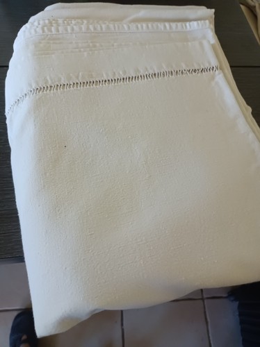 Drap ancien lin avec jours - ancien,