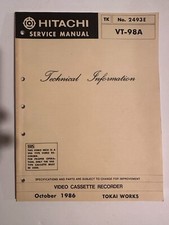 Hitachi VT-98A No.2493E Video Cassette Recorder VCR Service Manual