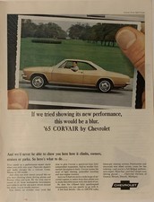 1965 Chevy Corvair Corsa PRINT AD Sports Car - Snapshot VTG 1960s Chevrolet