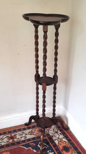 Vintage Oak Barley Twist Plant Stand Jardiniere  Torchere Lamp stand