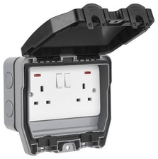 Prise Extérieure Avec Interrupteur, 2 Gang, IP66 - WEWP2GSS