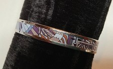 HERMES Enamel PM 65 Narrow Point d’Orgue Bracelet Palladium, Purple and Blue