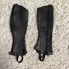 Black Grand Prix Leather Horseback Riding Half Chaps