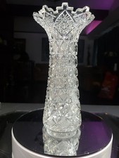 8" Vase, American Brilliant period Cut Glass Crystal T B Clark Prima Donna