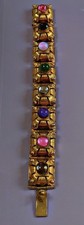 Bijou Ancien art déco bracelet Tank doré pierres semi précieuses