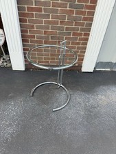 Mid Century Chrome & Glass Round Side Table by Eileen Gray 20” Adjustable Height