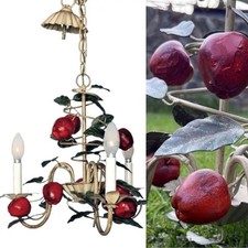 Vintage 50’s ITALIAN TOLE APPLE CHANDELIER Fruit ITALY Ceiling Florentine MCM