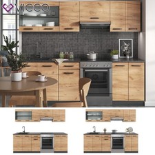 Cuisine intégrée Cuisine en bloc Kitchenette Raul 240cm anthracite chêne Vicco