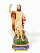 Saint John the Baptist Polychrome Wood Sculpture Painted Sacred Art 
