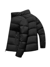 Blouson D'Aviateur Duvet Sintetique Mode Homme Noir Court à Capuche 072312