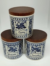 Lot de 3 Pots à Epices Vintages Céramique Delft Collection Cuisine