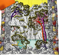 Unused HERMES Carre 90 SIESTE AU PARADIS Silk Scarf Aline Honore / US duty free