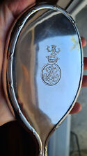 Miroir face à main argent massif gravé couronne de comte & heaume de chevalier