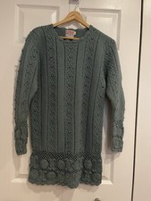 ISHWAR TRICOTE A La MAIN Women’s Wool Green Sweater Tunic Size 2
