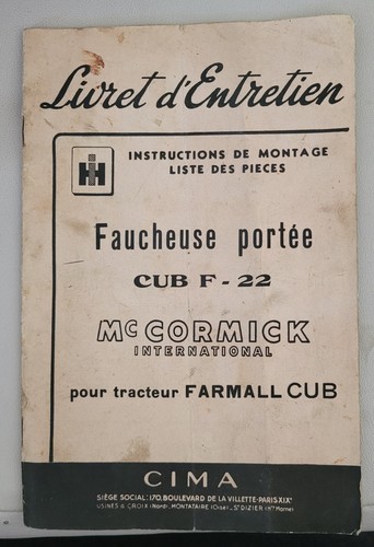 Livret entretien faucheuse - livret, d'entretien