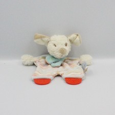 Doudou plat chien blanc bleu