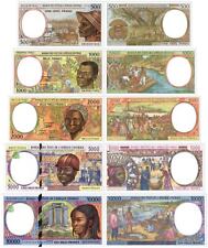Central African States Mixed States 500-10000 Francs 5 Pieces Set, 1999-2000 UNC