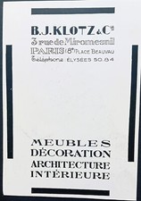 1930' Antique Art Deco Furniture Decoration B J KLOTZ Old Advertising
