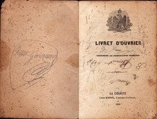 LA CHARITE-sur-LOIRE (58) AGRICULTURAL WORKER'S BOOKLET in 1860