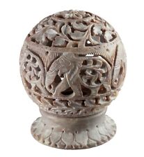 Lampe Photophore Éléphant - Porte bougie Artisanat Indien Unique #7629