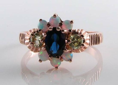 9ct bague art déco cluster - art, or