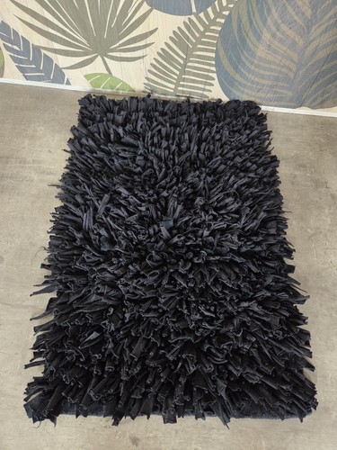 Tapis bain noir shaggy - bain,