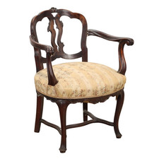 Fauteuil Ancien Style Baroque Noyer Italie XXe Siècle Original