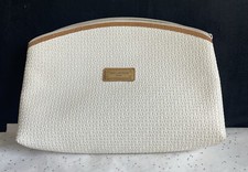 Vintage TED LAPIDUS Paris Embossed Leather Monogram Envelope Clutch Bag White