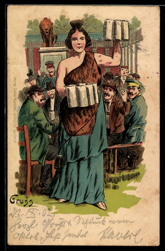 Lithographie serveuse dans - serveuse,