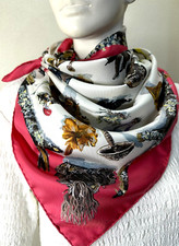 VTG HERMES carre 90 100% silk scarf Mushrooms Champignon France Pink #y4791