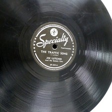 Joe Lutcher 78 The Traffic Song B/W Society Boogie Sur VG + Cond. Spécialité G