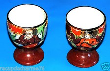 rare DUO COQUETIER JAPONAIS MOTIFS DIFFERENTS  EN BEL ETAT