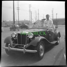 4 Photo Negatives MG TD Convertible Roadster Los Angeles CA 1953 Goin Fishin