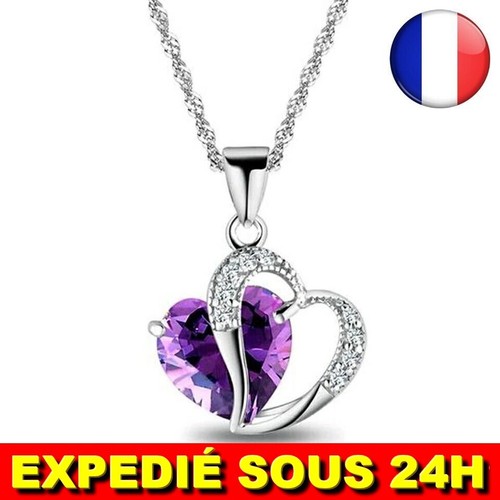 Collier coeur strass femme - ✅,